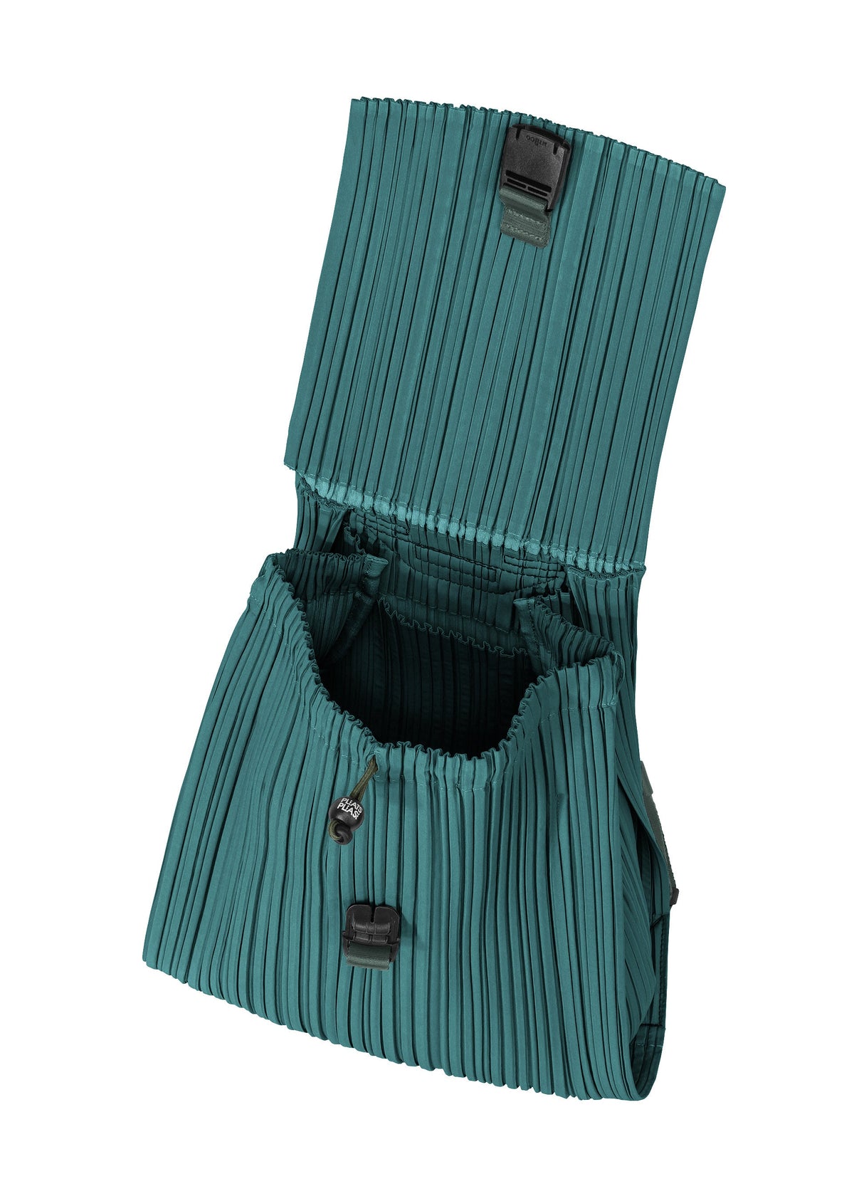 A detail shot of the PLEATS PLEASE ISSEY MIYAKE PLEATS KNAPSACK bag.